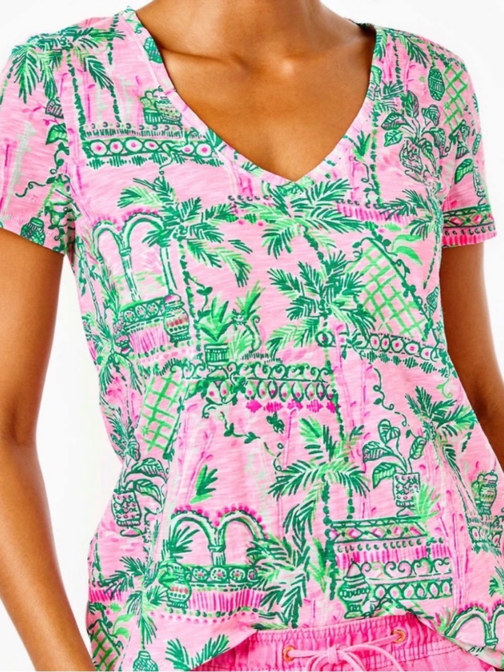 Lilly Pulitzer Etta V-Neck Top Mandevilla Baby Hip Nautic Size M